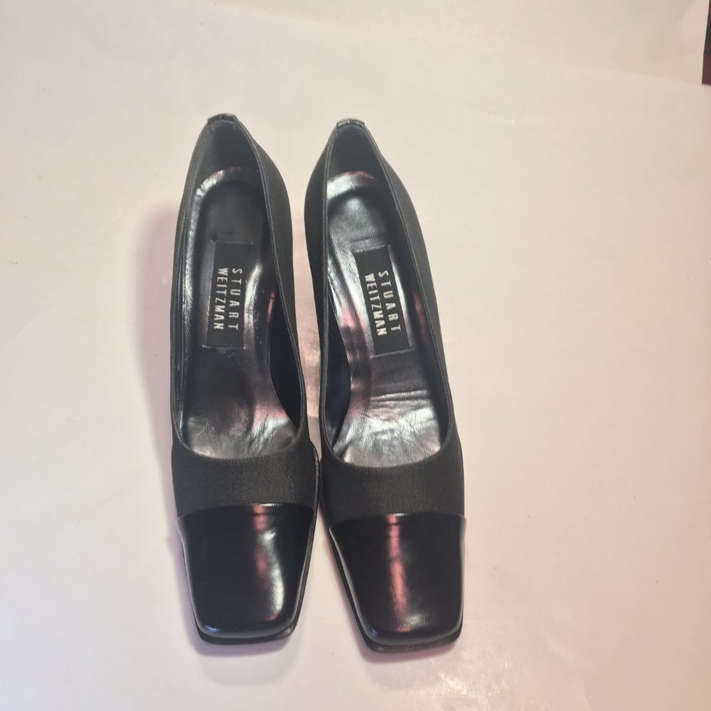 WOMEN'S STUART WEITZMAN SQUARE TOE HEELS SIZE 7.5 B - Picture 4 of 16